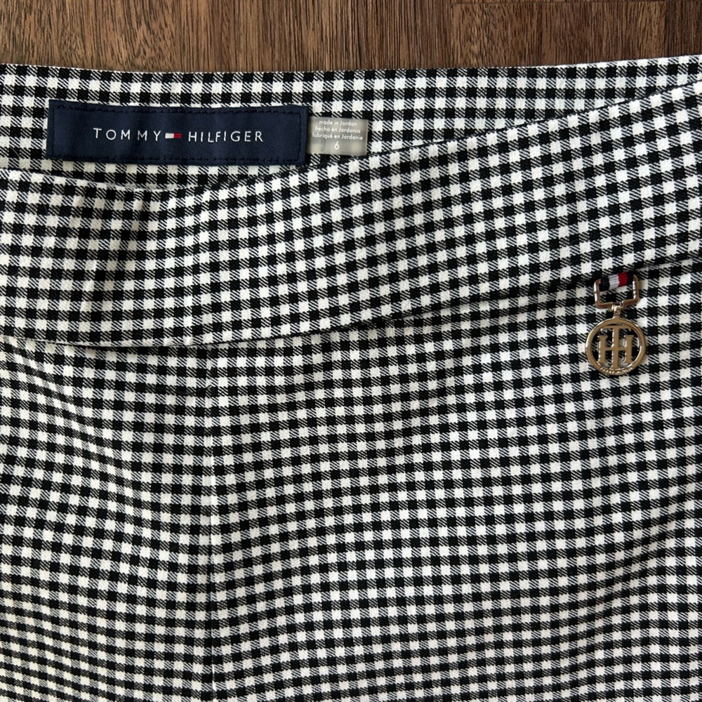 TOMMY HILFIGER Gingham Pants Black Skinny Office Teacher Preppy Old Money Size 6 - Picture 2 of 12